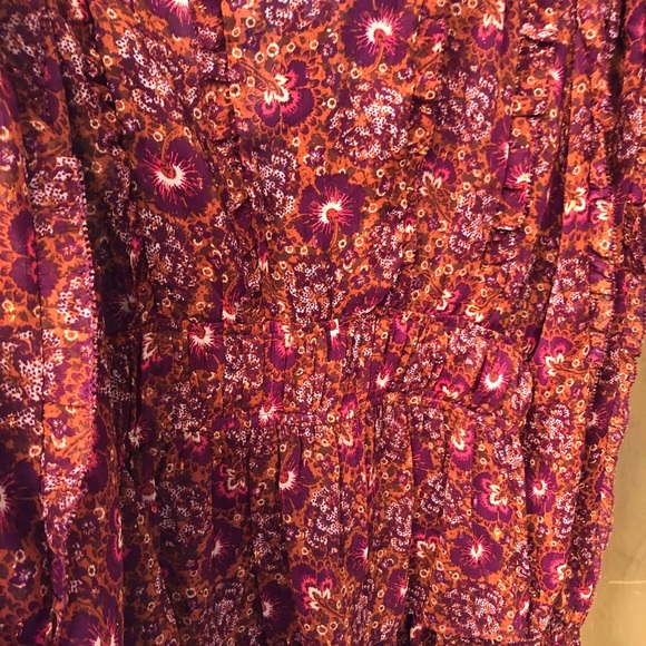 🌺 Hibiscus Floral Puff Sleeve Dress Peplum Bottom Sz 8 House Of Harlow 1960 - Picture 9 of 13